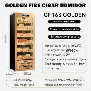 Tủ bảo quản xì gà Golden Fire GF 163 Gold