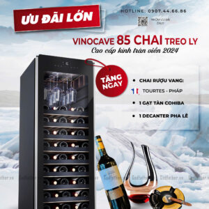 Ưu đãi tủ rượu vang Vinocave 85A treo ly