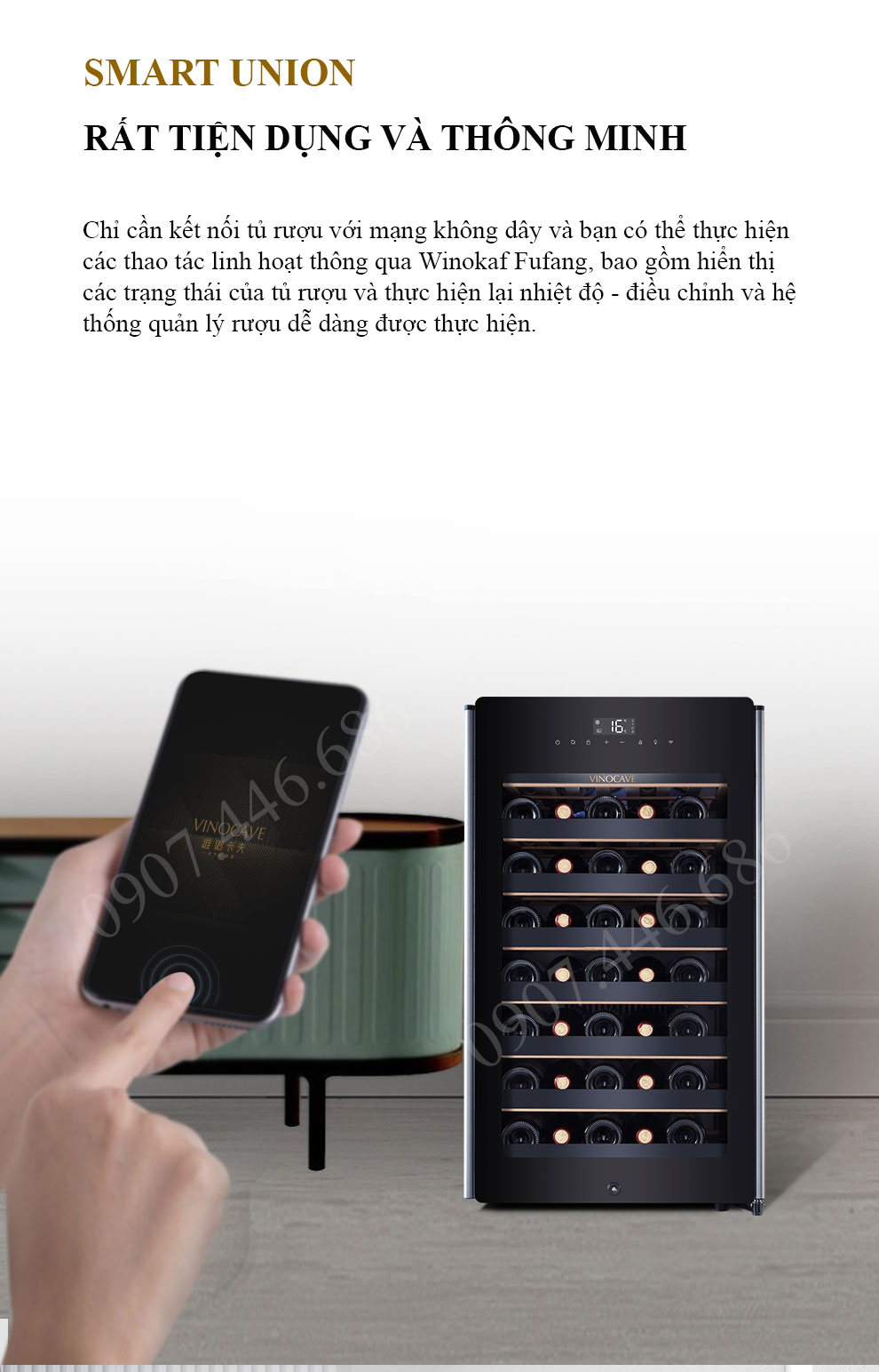 Tủ bảo quản rượu vang Vinocave 52 chai kính tràn viền hiện đại nâng tầm đẳng cấp - Hình ảnh 10