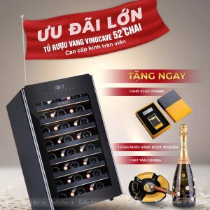 ƯU ĐÃI CUỐI NĂM KHI MUA TỦ BẢO QUẢN RƯỢU VANG VINOCAVE 52 CHAI CAO CẤP KÍNH TRÀN VIỀN