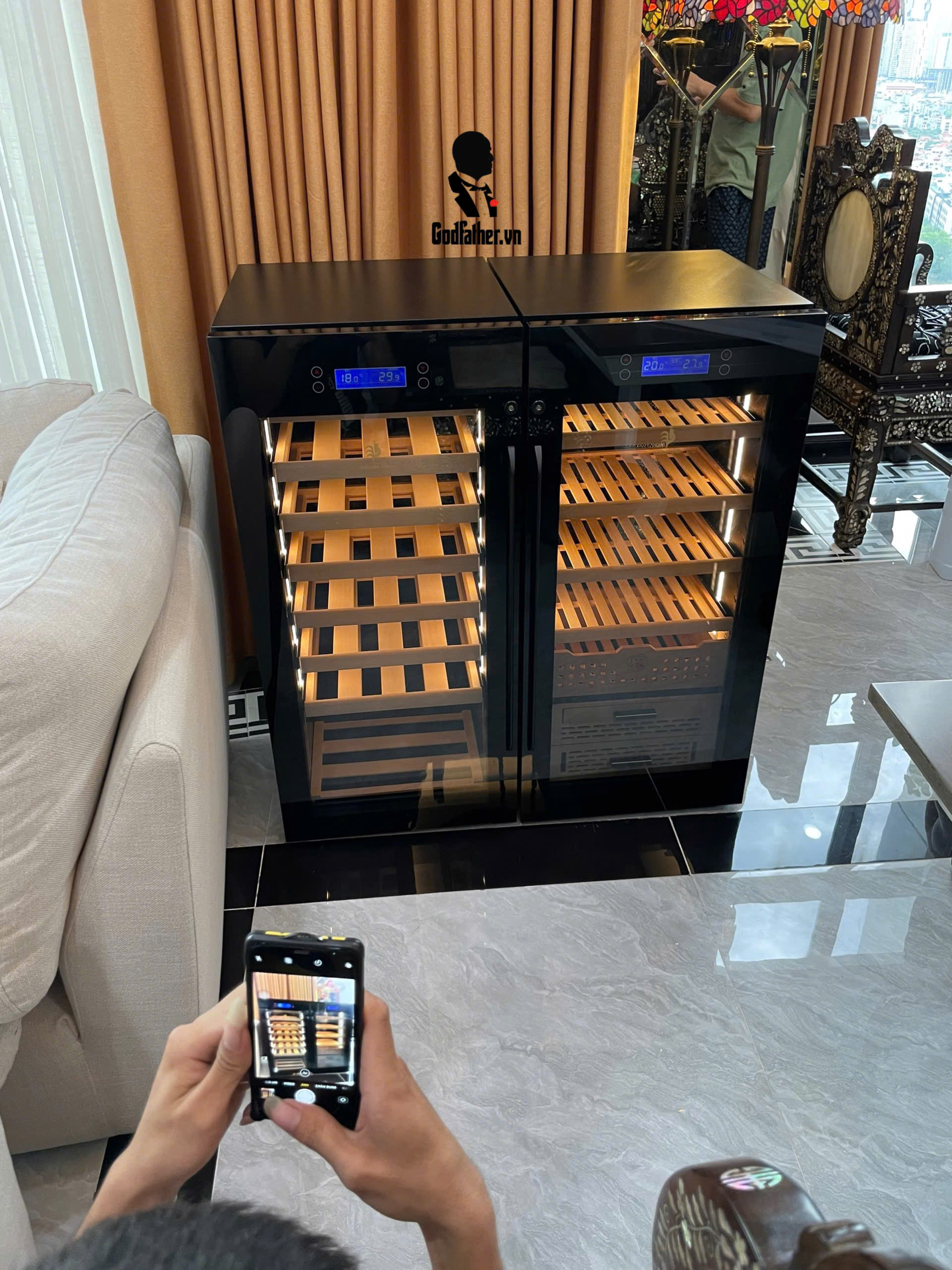 Tủ cigar rượu vang Golden Fire GF 298