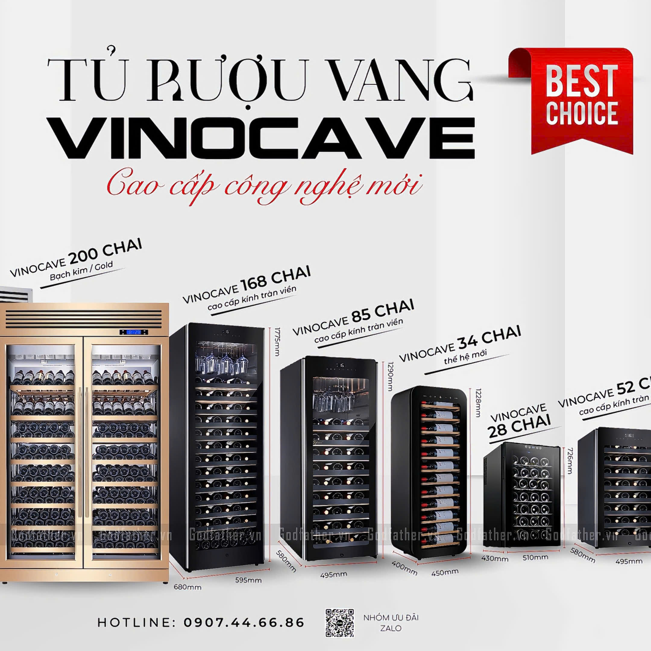 Các mã tủ rượu vang Vinocave